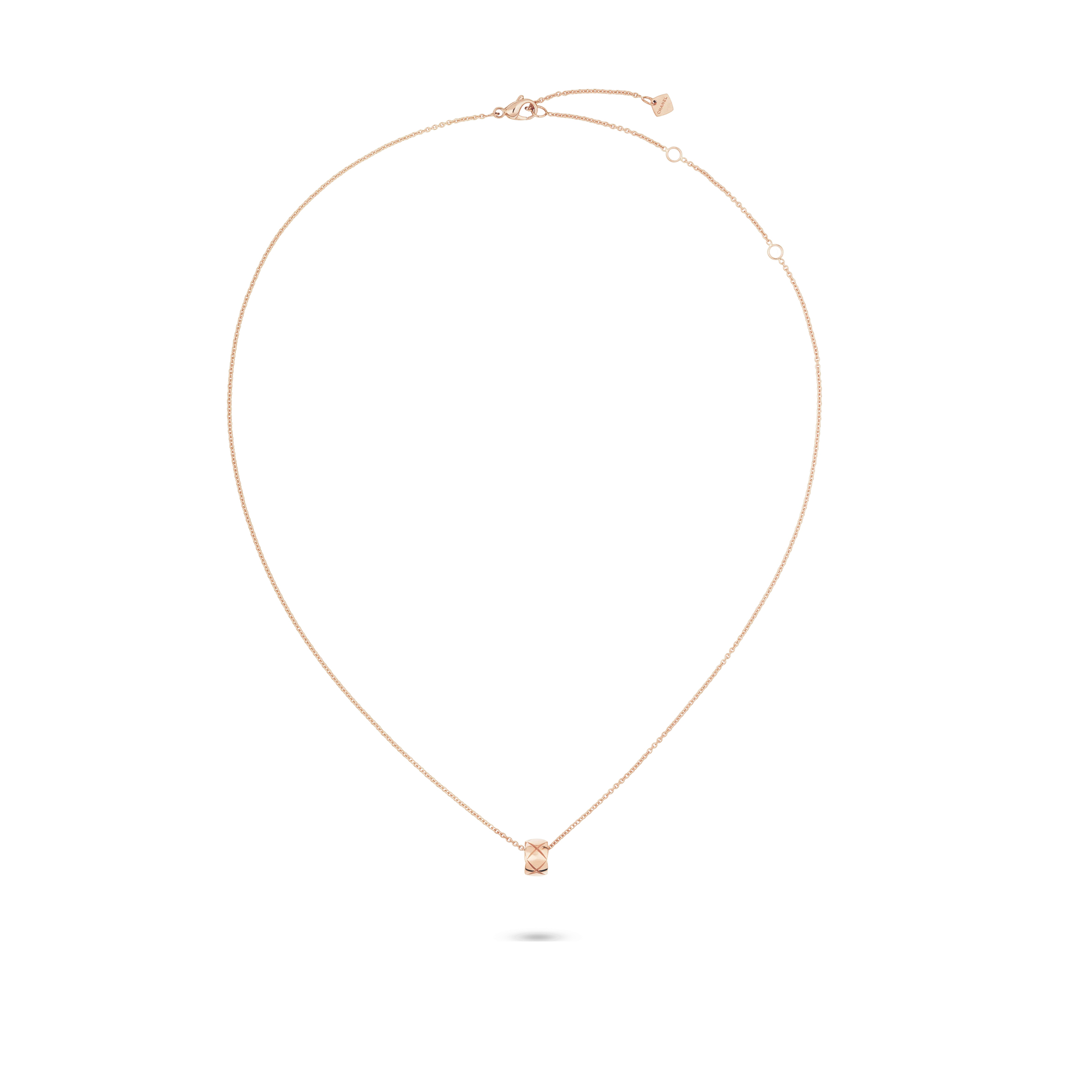 Ch*el coco crush necklacequilted motif, 18k rose gold j12315